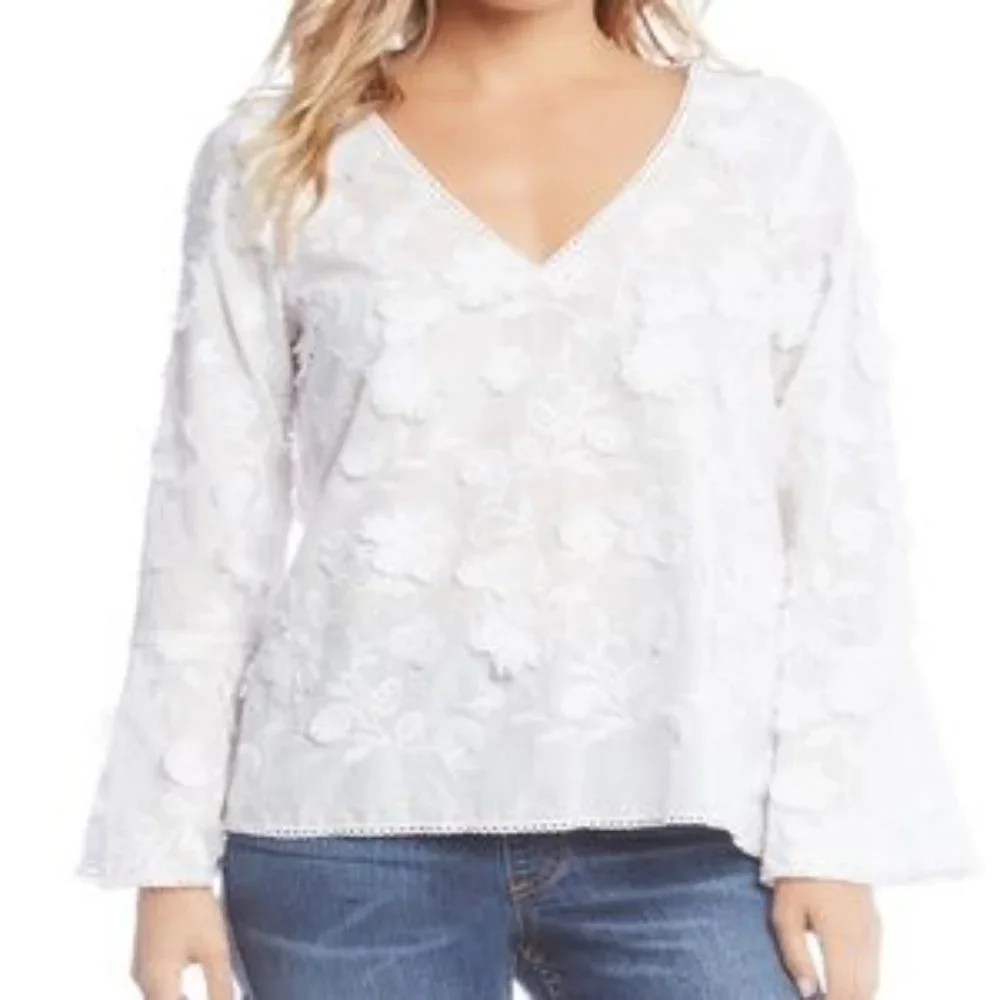 Karen Kane White Floral Blouse - Picture 11 of 11
